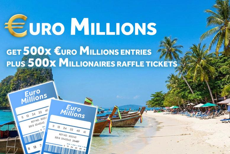 500 Euromillions Lines & 500 Millionaires Raffle Tickets