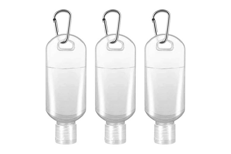 50Ml Empty Bottle Keyring Set - 5 Refillable Travel Bottles With Flip Lids & Keyring Hooks