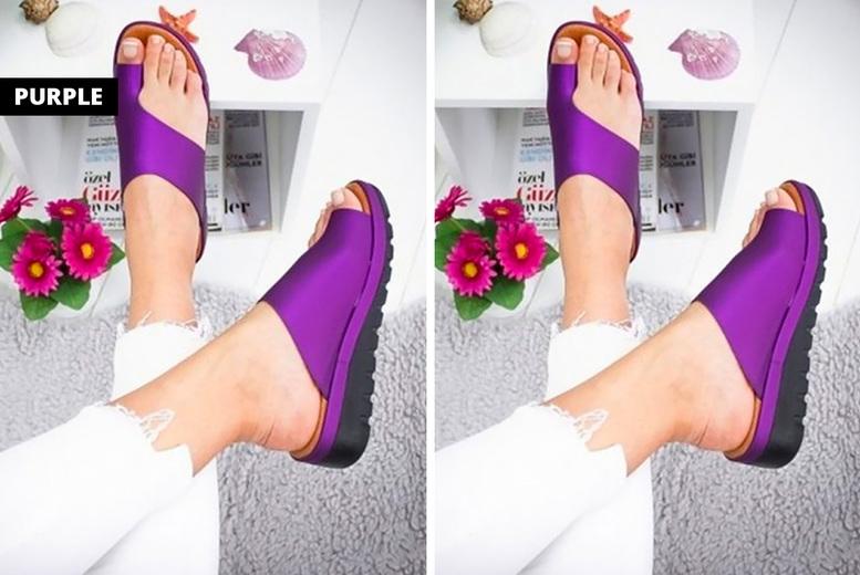 Women's Orthopaedic PU Leather Bunion Support Sandals - Flat, Comfortable & Stylish