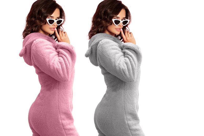 Super Soft Teddy Fleece Onesie - Pink Or Grey