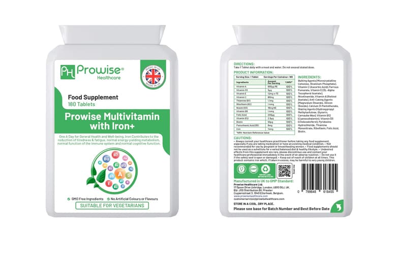 Multivitamin And Iron Capsules - Six Month* Supply!