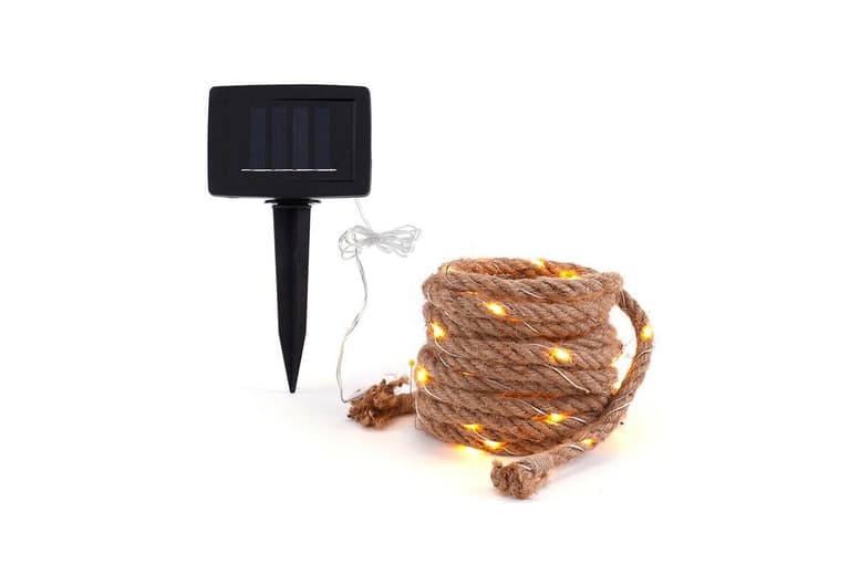 Outdoor Boho Hemp Rope Led Fairy Lights - Solar & Battery Powered, Waterproof, 5M/10M Options