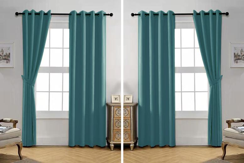Thermal Blackout Curtains - 100% Polyester, Machine Washable, Eyelet Top - 66" X 72", 66" X 90", Or 90" X 90" - Navy, Silver, Teal, Dark Grey | Wowche