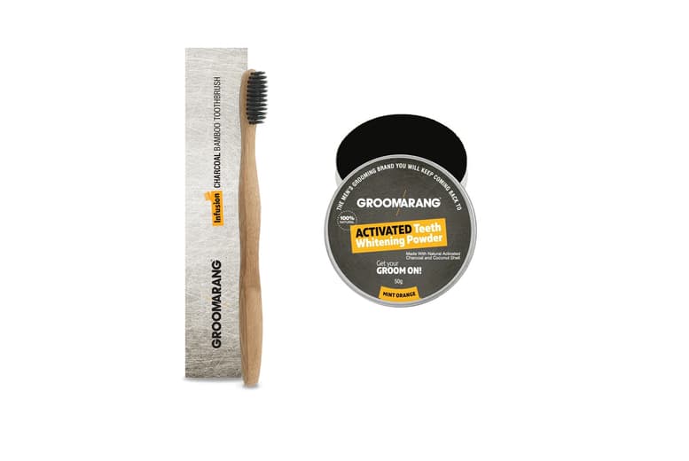 Teeth Whitening Charcoal Powder & Bamboo Toothbrush Set - Vegan, Natural Formula For A Brighter Smile