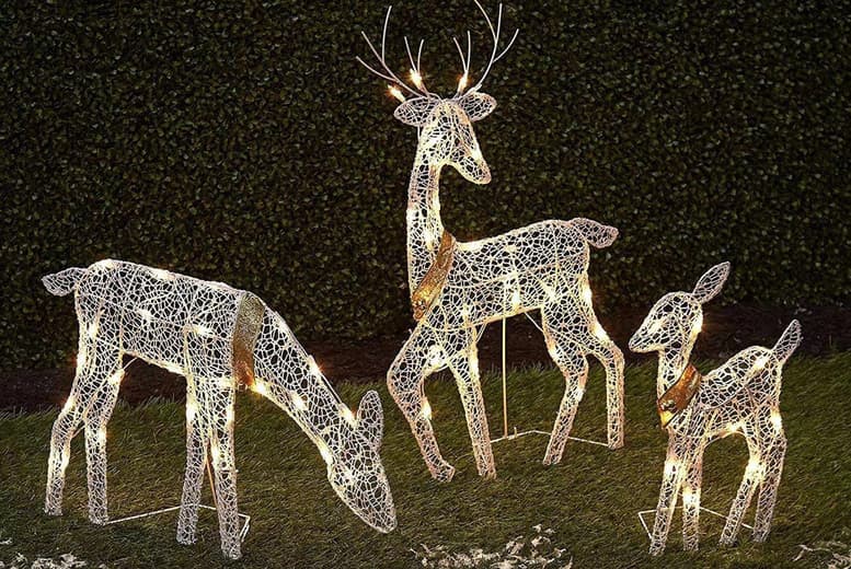 Led Reindeer Christmas Garden & Indoor Decoration - Pre-Lit Iron Art, Multiple Sizes
