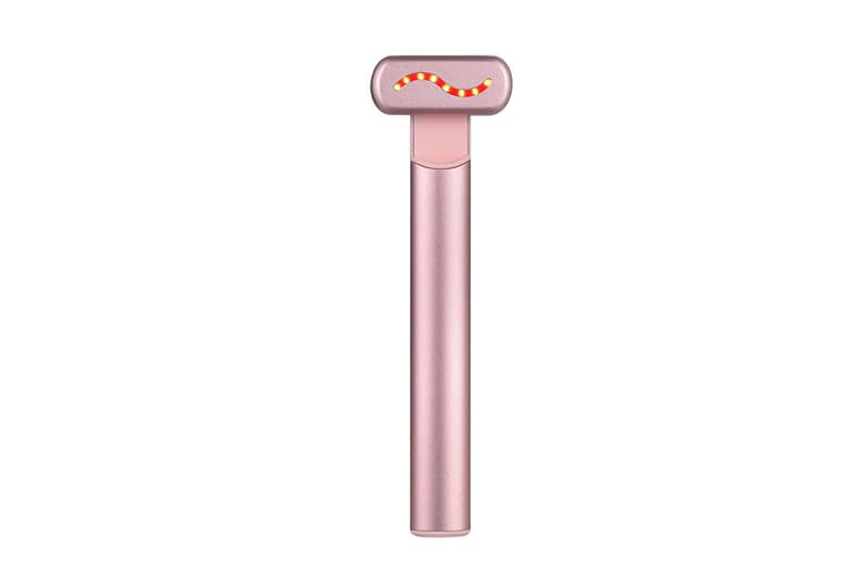 4-In-1 Led Red Light Therapy Skincare Wand - Anti-Ageing, Microcurrent, Facial Massage, Compact Design (Silver Or Pink)