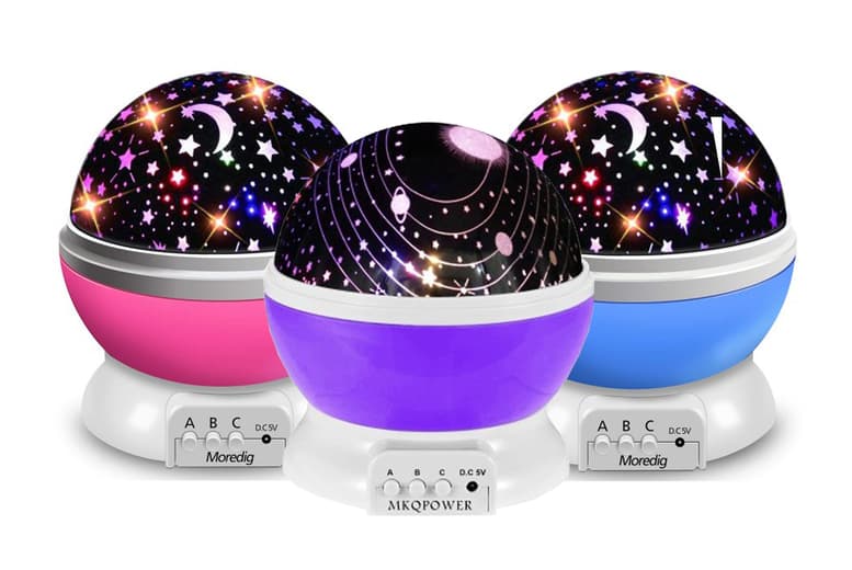 Moon & Star Galaxy Projector Night Light Toy - Battery-Operated, Educational, Ages 3+, Space Theme