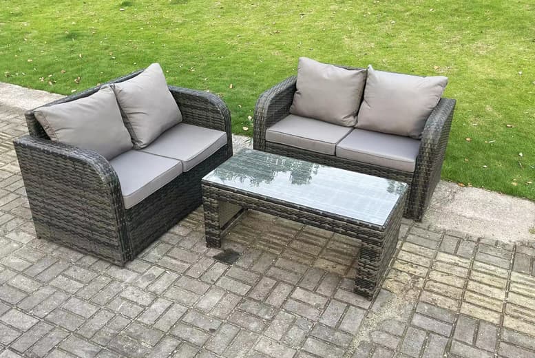 Dark Grey 4 Seater Weather-Resistant Rattan Garden Sofa Set