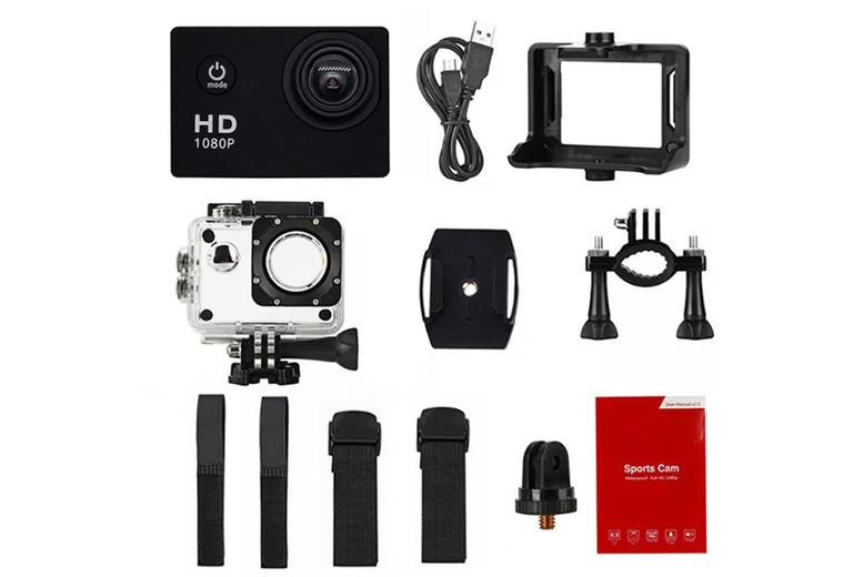 Hd 4K Action Cam With Underwater Case & Accessories - 4 Resolutions, 7 Colours
