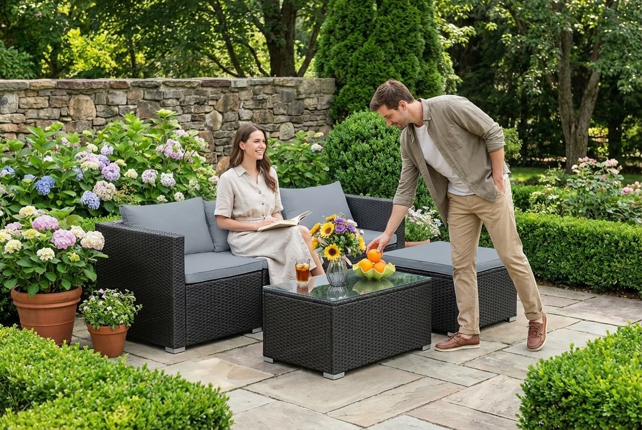 Price Drop! 4-Seater Weather-Resistant Rattan Corner Sofa Set