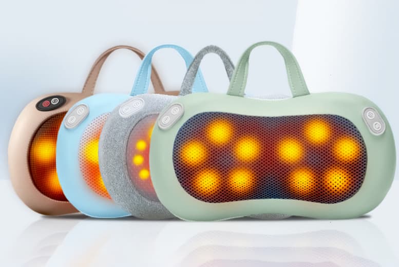 Portable Hot Compress Massage Pillow - 16-Head Deep Tissue, Usb Rechargeable, 4 Colours