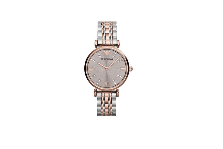 Emporio Armani Ar1840 T-Bar Rose Gold Two-Tone Ladies Watch