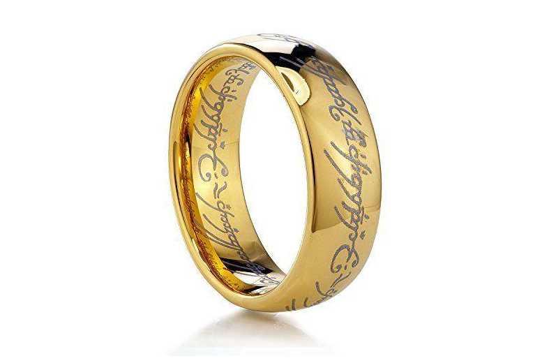 Vintage Gold & Silver Lord Of The Rings Inscribed Statement Ring - Collector'S Edition