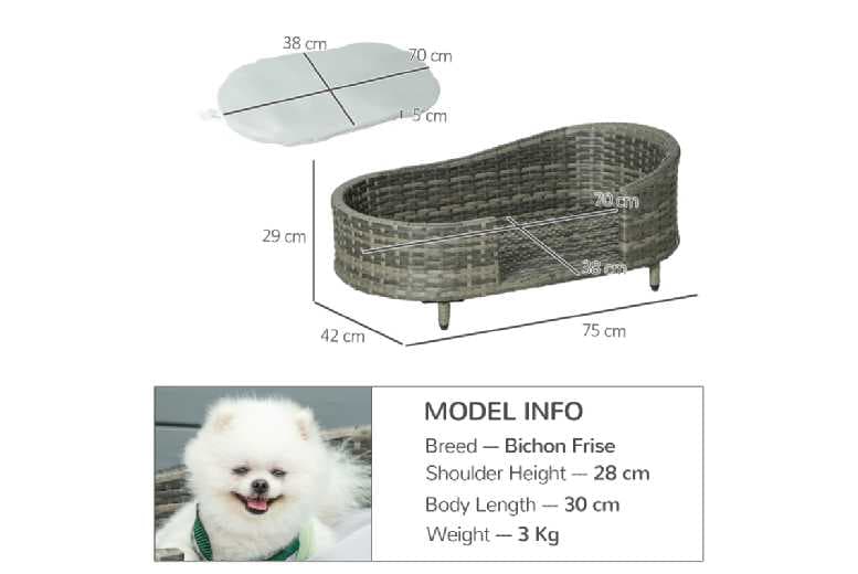 Price Drop! Luxury Wicker Dog Bed - Raised, Durable, Easy-Clean For Small & Medium Breeds
