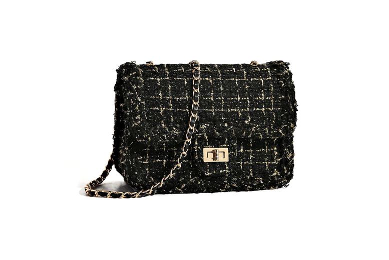 Designer  Textured Handbag - Faux Wool Crossbody Satchel, Compact & Versatile