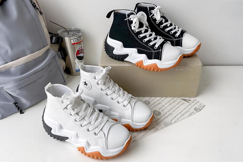 Women's Breathable Canvas High-Top Trainers - Casual Street Style, Durable Rubber Sole