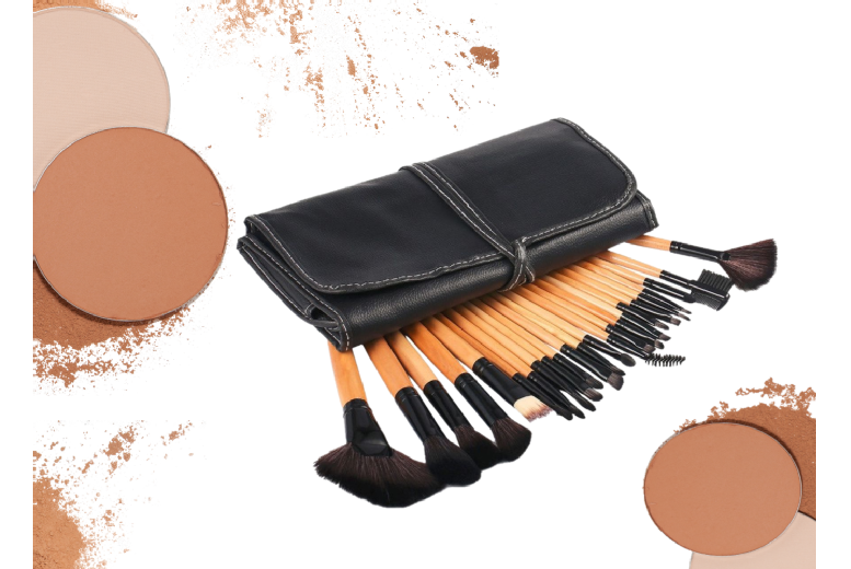 24-Piece Deluxe Professional Makeup Brush Set - Vegan, Soft Synthetic Bristles, All-In-One Face & Eye Kit