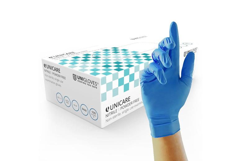 Blue Nitrile Disposable Cleaning Gloves - Powder-Free, Chemical-Resistant, 100-Pack (3 Sizes)