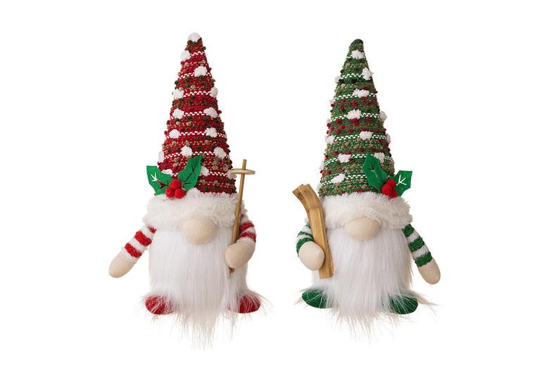 Battery-Operated Light-Up Christmas Gnome Decorations - Nordic Plush Figurine, 28Cm, Red & Green Options