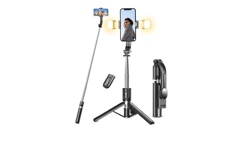 3-In-1 Tripod Selfie Stick With Dual Ring Light