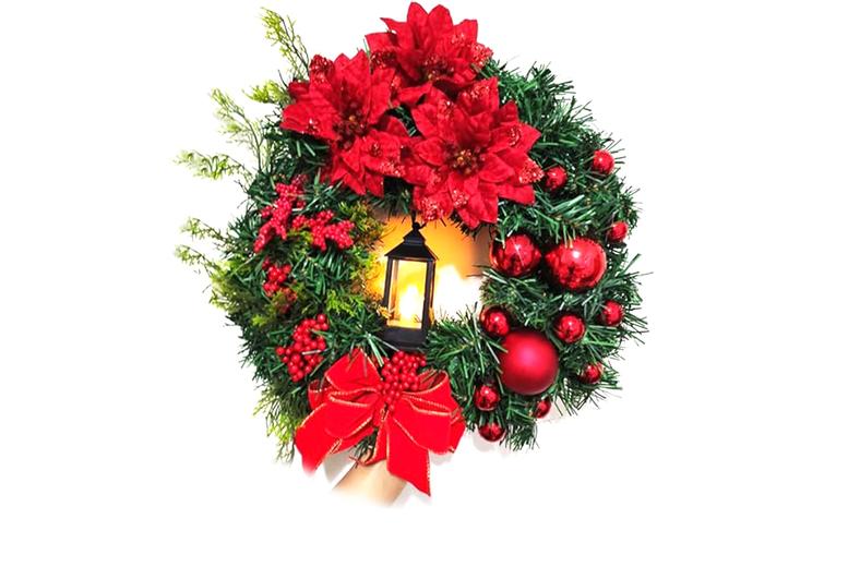 Led Christmas Wreath Light Decoration - Red Or Gold