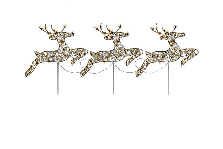 Set Of 3 Micro Led Reindeer Christmas Stake Lights
