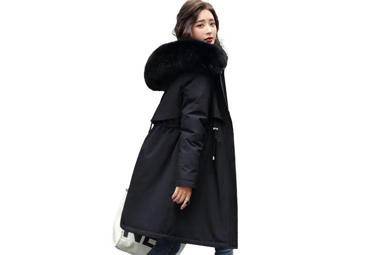 Women's Longline Cotton-Lined Parka Jacket - Adjustable Waist, Windproof, Lightweight, 8-22 UK, 4 Colours