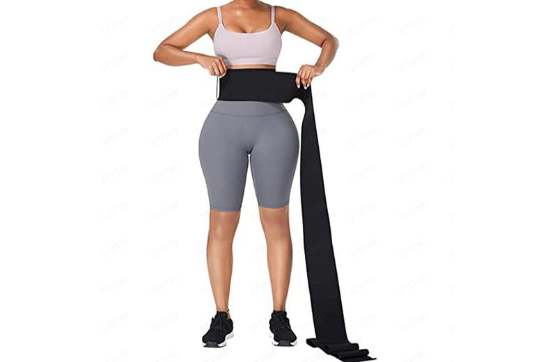 Waist Trainer Snatch Me Up Bandage Wrap - Ergonomic Adjustable Posture Support, Unisex, Black, 4M