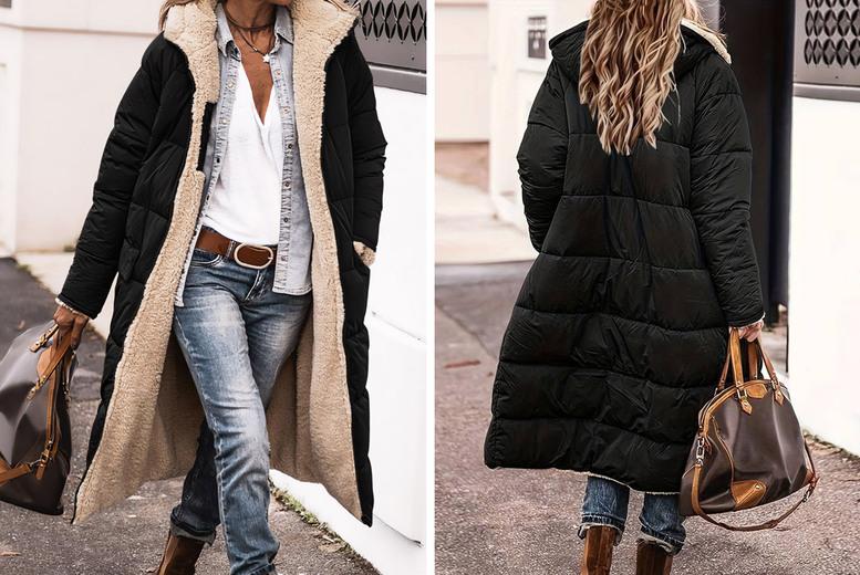 Women's Teddy Fleece Lined Longline Parka Puffer Jacket - Thermal, Cosy, 7 Colours, UK 8-18