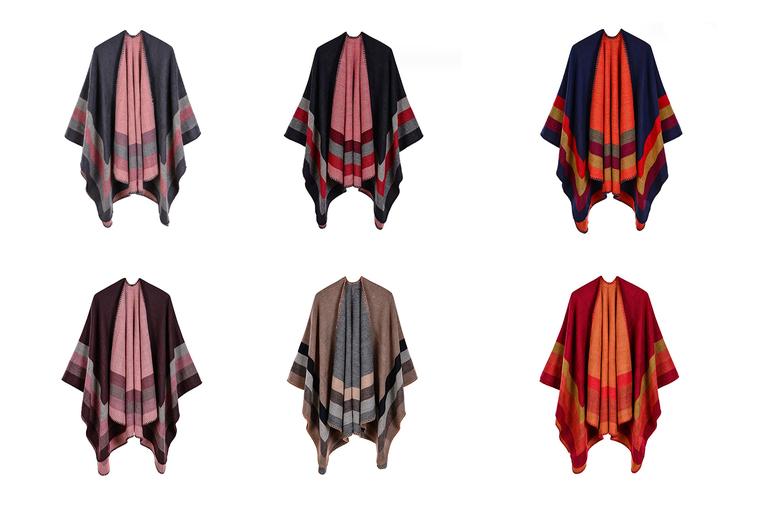 Women's Reversible Oversized Poncho Cape - 6 Colours