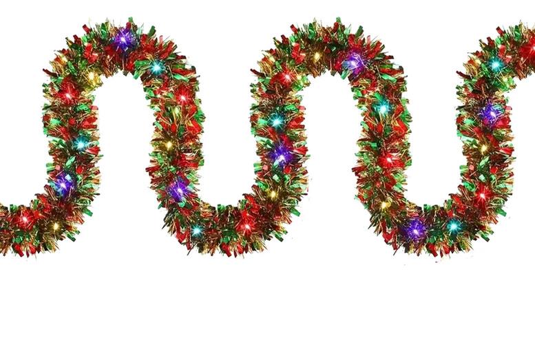 Luxury Led Tinsel Garland - Pre-Lit Christmas Decoration, 5M Or 10M, Metallic Finish
