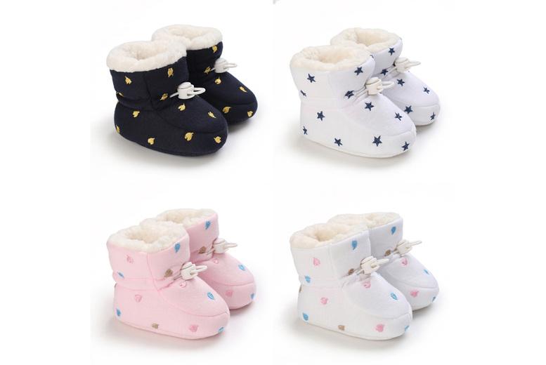 Babies' Fur-Lined Winter Ankle Boots - Warm Cotton, Non-Slip Soles, High-Top Support