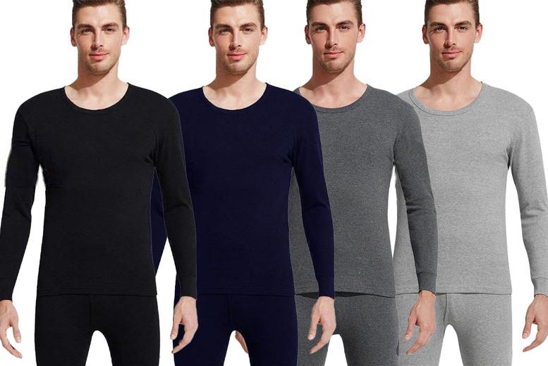 Men'S Fleece-Lined Thermal Long Johns Set - 5 Sizes & 4 Colours
