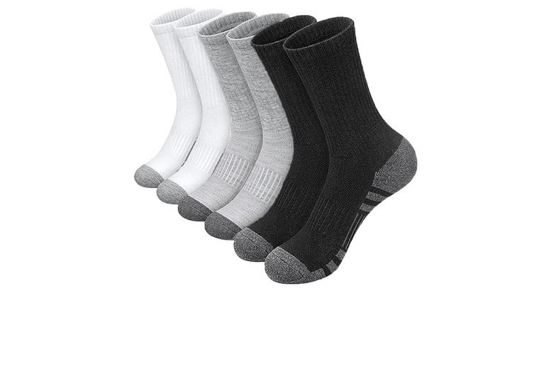 Men'S Cotton Crew Athletic Socks - 6-Pack, Compression Arch, Cushioned, Durable (Uk Dream Store)