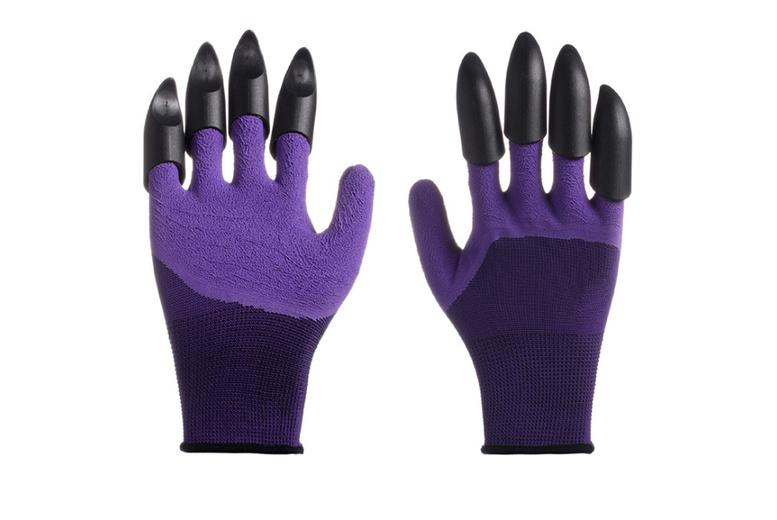 Heavy-Duty Garden Digging Gloves With Built-In Abs Claws - Puncture-Resistant, Waterproof, Ergonomic Fit (Green Or Purple)