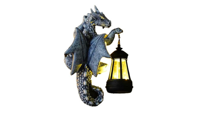 Dragon Tree Hugger Garden Ornament With Solar Lamp - Weather-Resistant Resin Outdoor Décor Sculpture