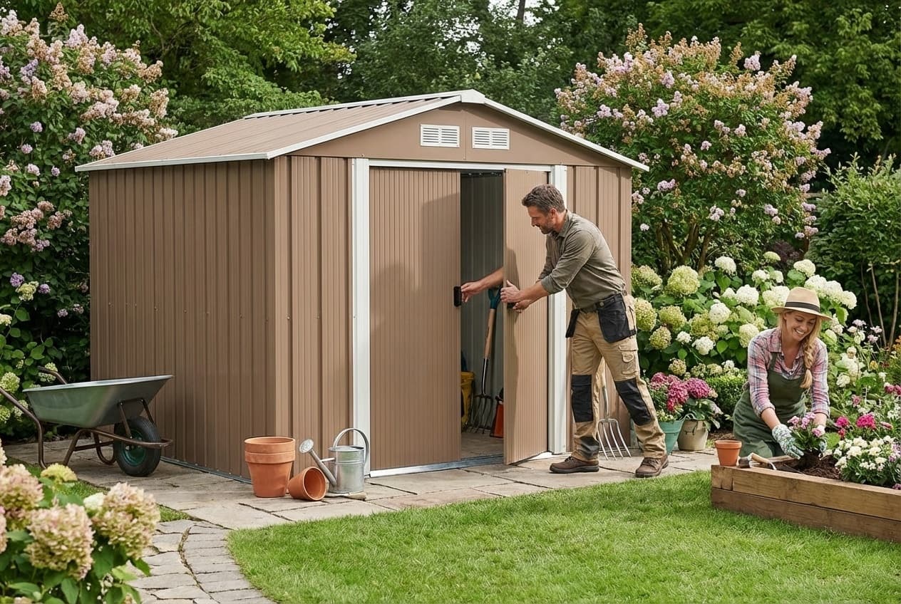 7X4Ft Lockable Metal Storage Shed - Weatherproof, Secure Outdoor Garden Storage