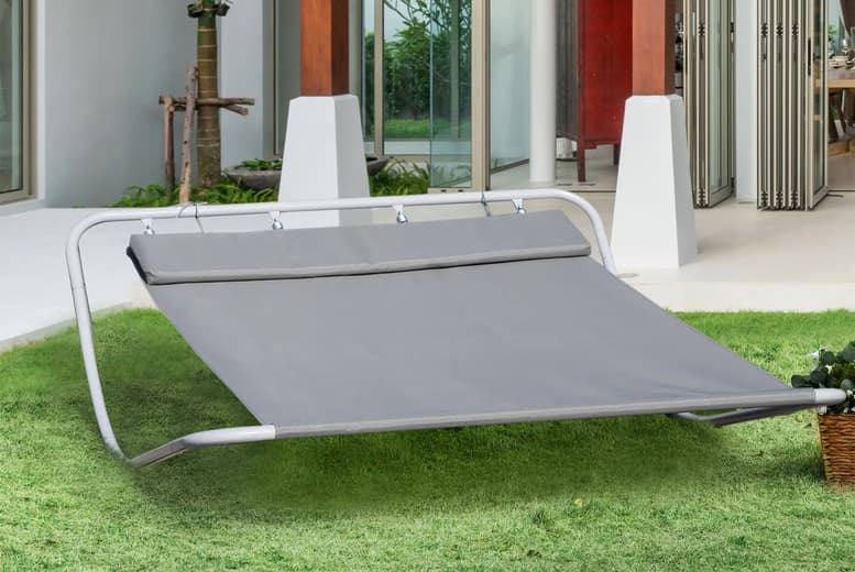 Weather-Resistant Double Steel Rocking Hammock Bed - Outdoor Lounger