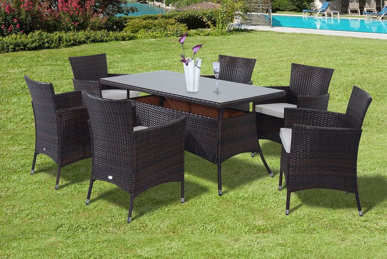 7-Piece Weather-Resistant Rattan Garden Dining Set - Seats 6