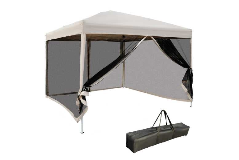 Outsunny 3X3M Metal Pop-Up Storage Gazebo With Mesh Walls & Uv Protection - Weatherproof Outdoor Shelter