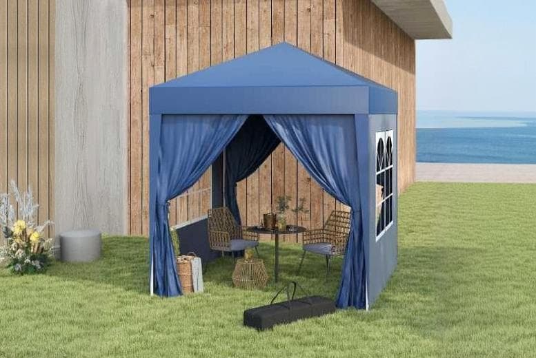 Outsunny 2X2M Weather-Resistant Steel Pop-Up Gazebo With Walls & Carry Bag