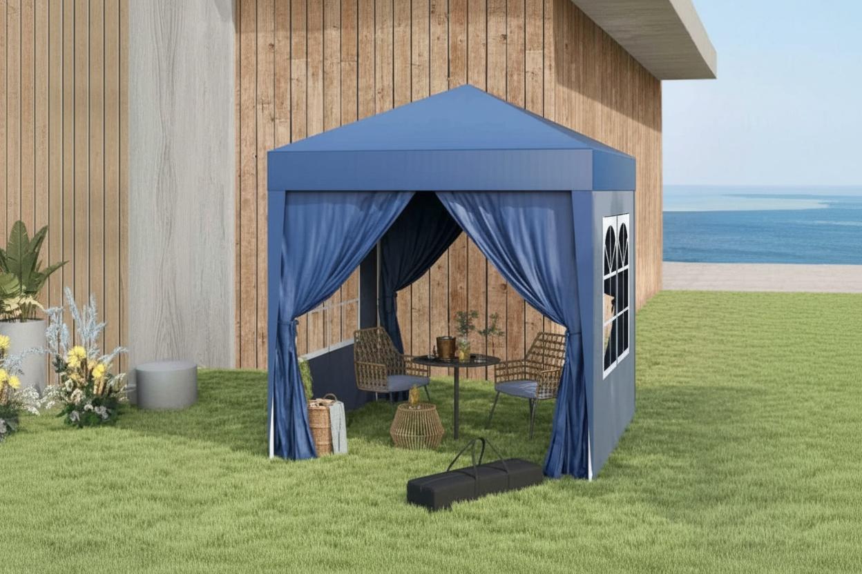 Outsunny 2X2M Weather-Resistant Steel Pop-Up Gazebo With Walls & Carry Bag