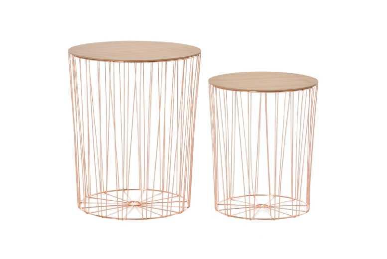 Rose Gold Metal Base Lift-Top Bedside Tables Duo-Pack - Mdf Top, Storage, Contemporary Living Room Side Tables