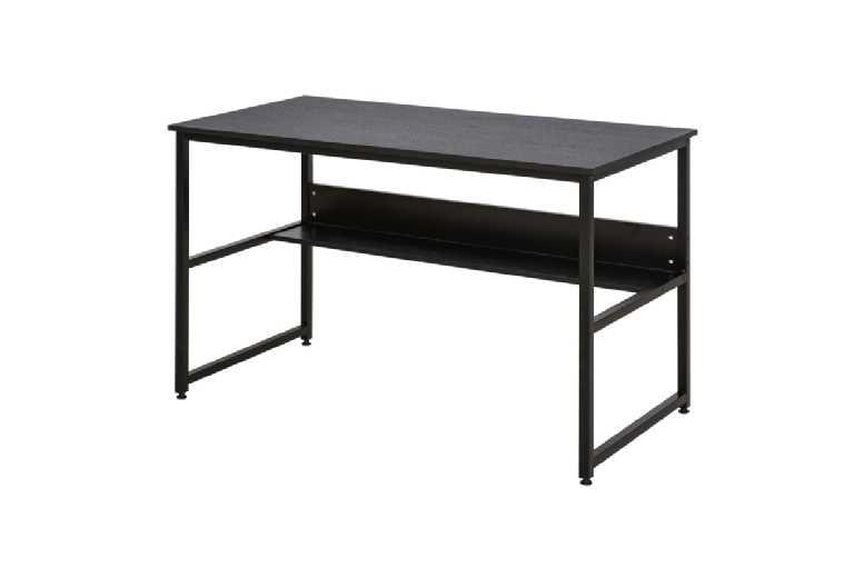 Homcom Black Wood Desk, Rectangle - Modern Wood Storage Desk With Metal Frame, 120Cm