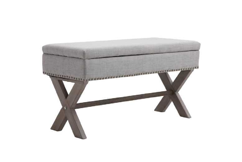 Homcom Grey Polyester Upholstered Ottoman Stool With Hidden Storage - 150Kg Capacity, Modern Bench Seat