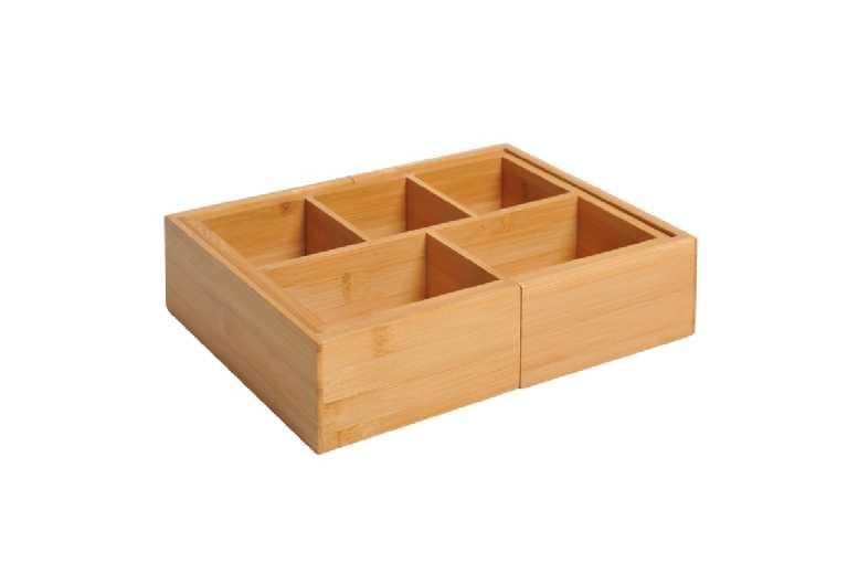 Expandable Bamboo Drawer Organiser Insert - Adjustable Wooden Storage For Office & Home