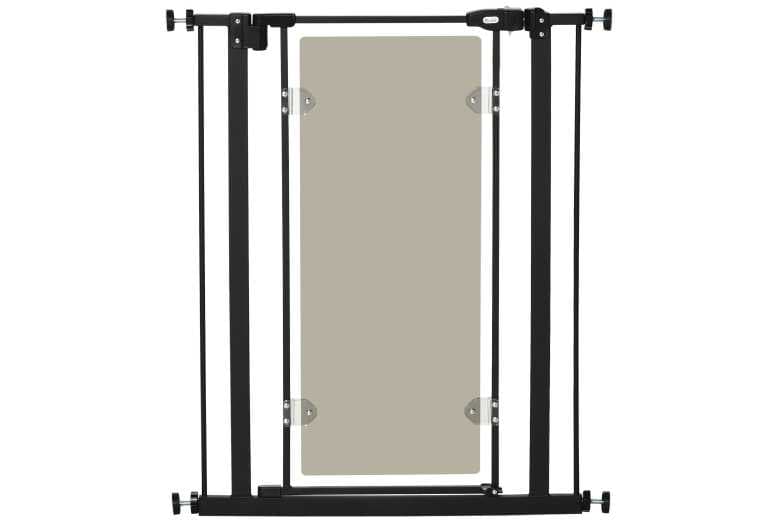 Heavy-Duty Auto-Close Dog Safety Gate, Pressure Fit, Double Lock, Black - For Medium & Large Breeds