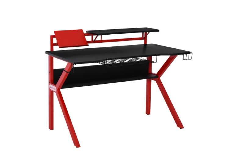 Price Drop! 120Cm Mdf & Metal K-Shape Gaming Desk - Contemporary Living Room Workstation With Storage