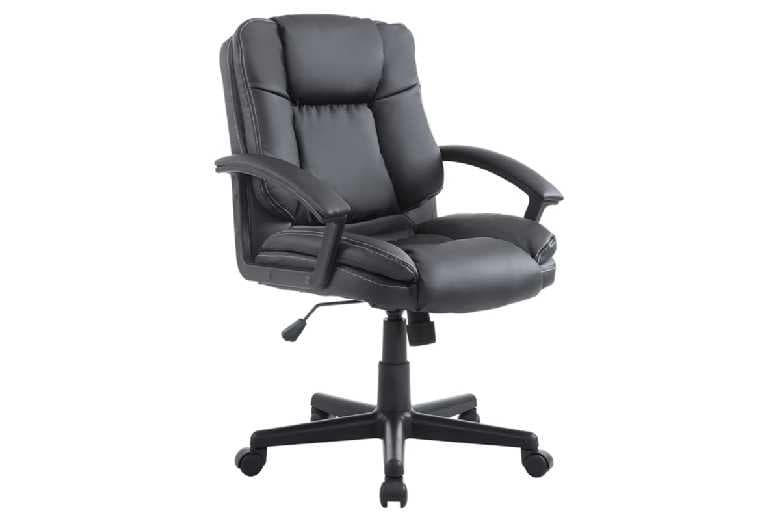 Price Drop! Ergonomic Faux Leather Office Chair - Adjustable Height, Swivel, Mid-Back, Black