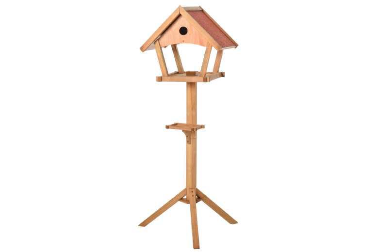 Weather-Resistant Wooden Bird Feeder Stand - Multi-Level, Songbird-Friendly, 139Cm Tall